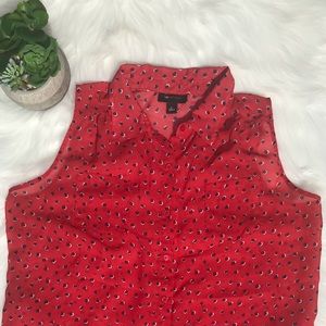 AB Studio Sleeveless Red Printed Blouse - L